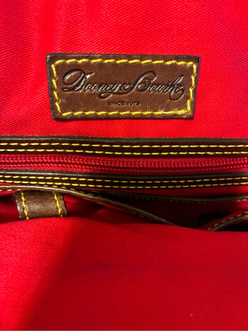 Dooney & Bourke Green Leather Satchel with Brown Handles and Gold Hardware - Picture 4 of 8